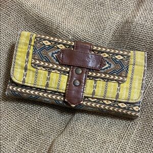 Brown and Yellow Patterned Women's Clutch